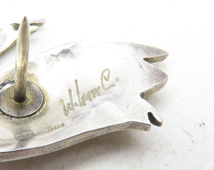 925 Sterling Silver  Vintage Antique Oxidized Detail Swan Lapel Pin  TR1703