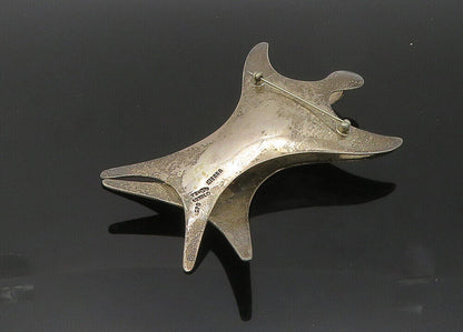 SIERRA MEXICO 925 Silver  Vintage Heavy Large Modernist Brooch Pin  BP8258
