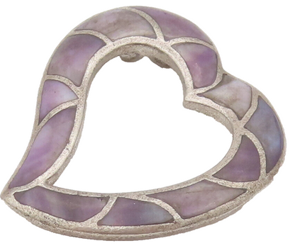 925 Silver  Vintage Two Tone Enamel One Side Tilted Love Heart Pendant PT22038