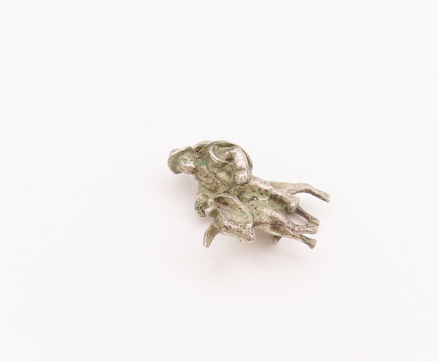925 Sterling Silver Vintage Pendant Mini Soldier On Horse Carved Charm  PT22908