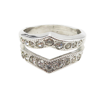 CLARK & COOMBS 925 Silver  Cubic Zirconia Pointed Split Band Ring Sz 7 RG15777