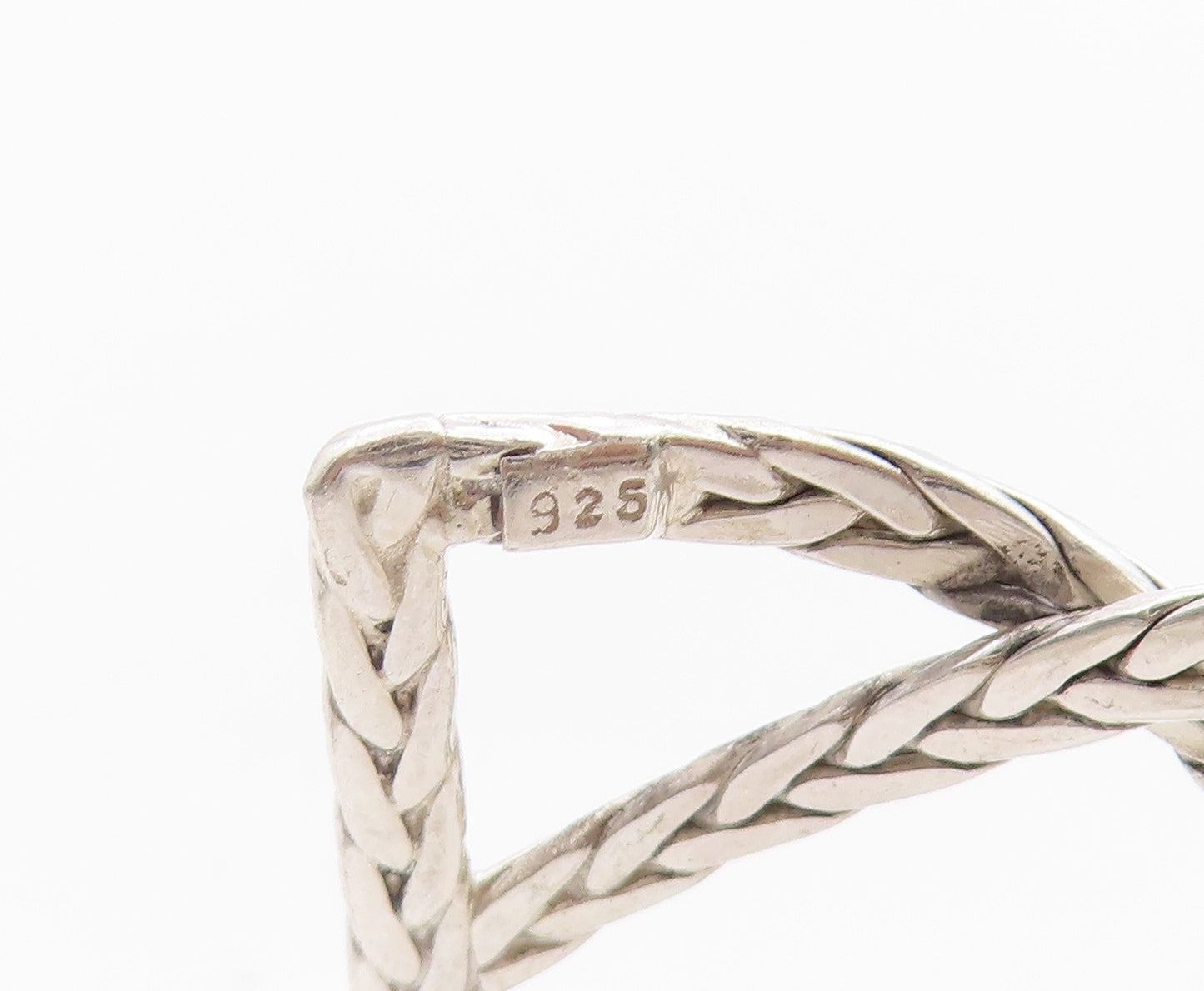 925 Sterling Silver Vintage Bracelet Cutout Breaded Ropes Woven Cuff  BT11357