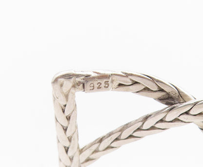 925 Sterling Silver Vintage Bracelet Cutout Breaded Ropes Woven Cuff  BT11357