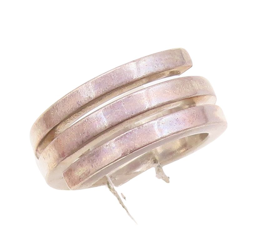 925 Sterling Silver Vintage Ring Solid Spiral Coil Cutout  Sz 5  RG28849