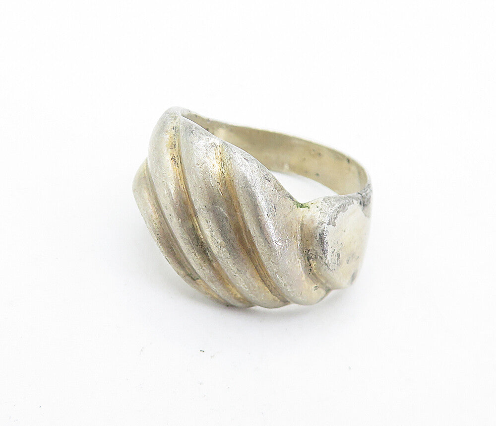 MEXICO 925 Silver  Vintage Fluted Dome Designed Band Ring Sz 7.5  RG6960