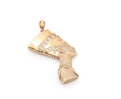 925 Sterling Silver Vintage Pendant Gold Plated Heavy CZ Pharoah  PT23956