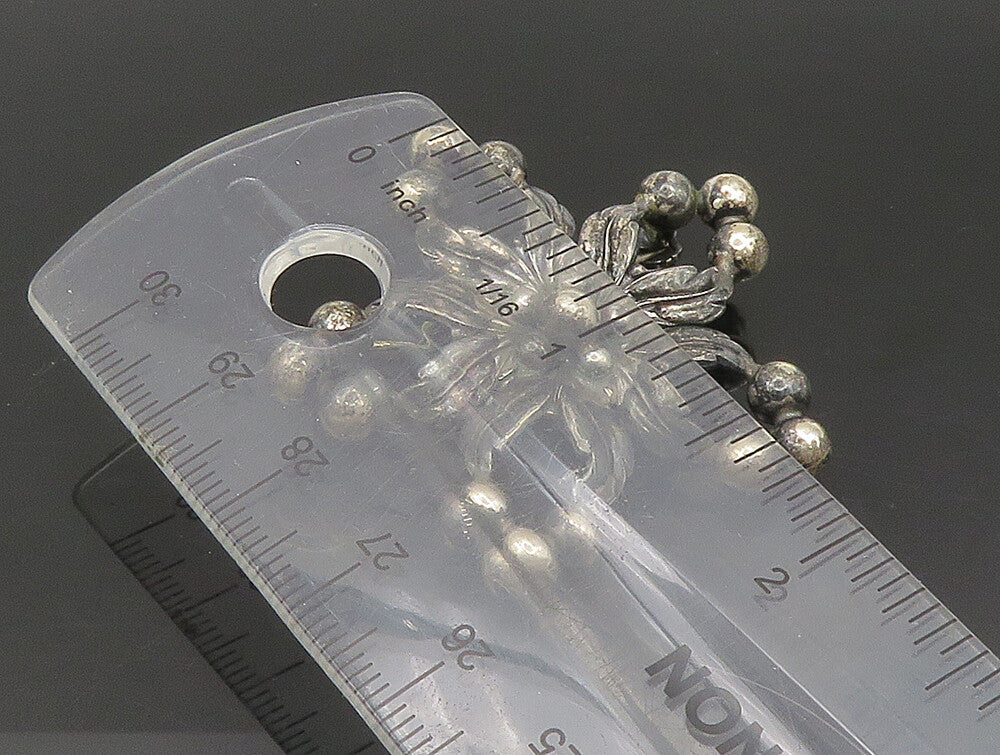 NE FROM DENMARK 925 Silver  Vintage Open Floral Leaves Bead Brooch Pin  BP9444