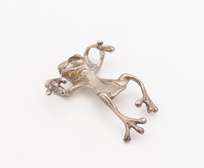 925 Sterling Silver Vintage Pendant Solid Cutout Jumping Frog  PT23576