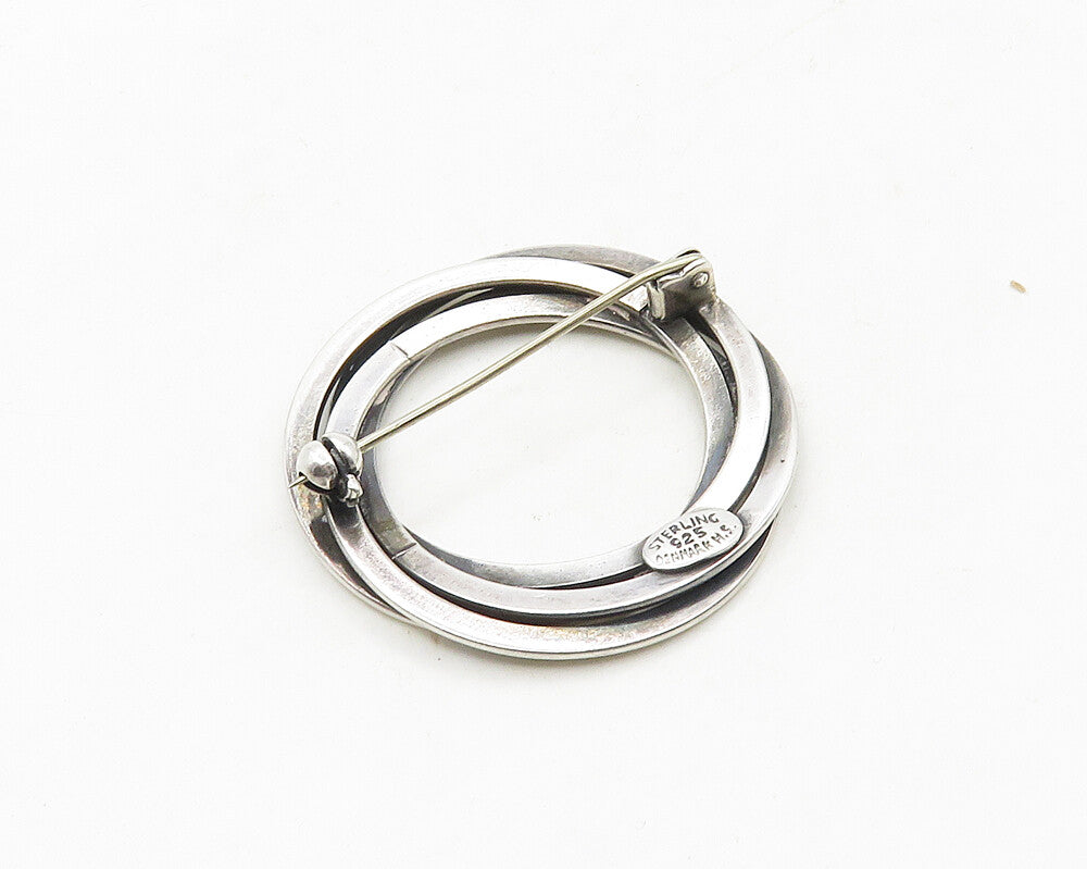 MAX STANDOAGER DENMARK 925 Silver  Vintage Open Circles Brooch Pin  BP7195