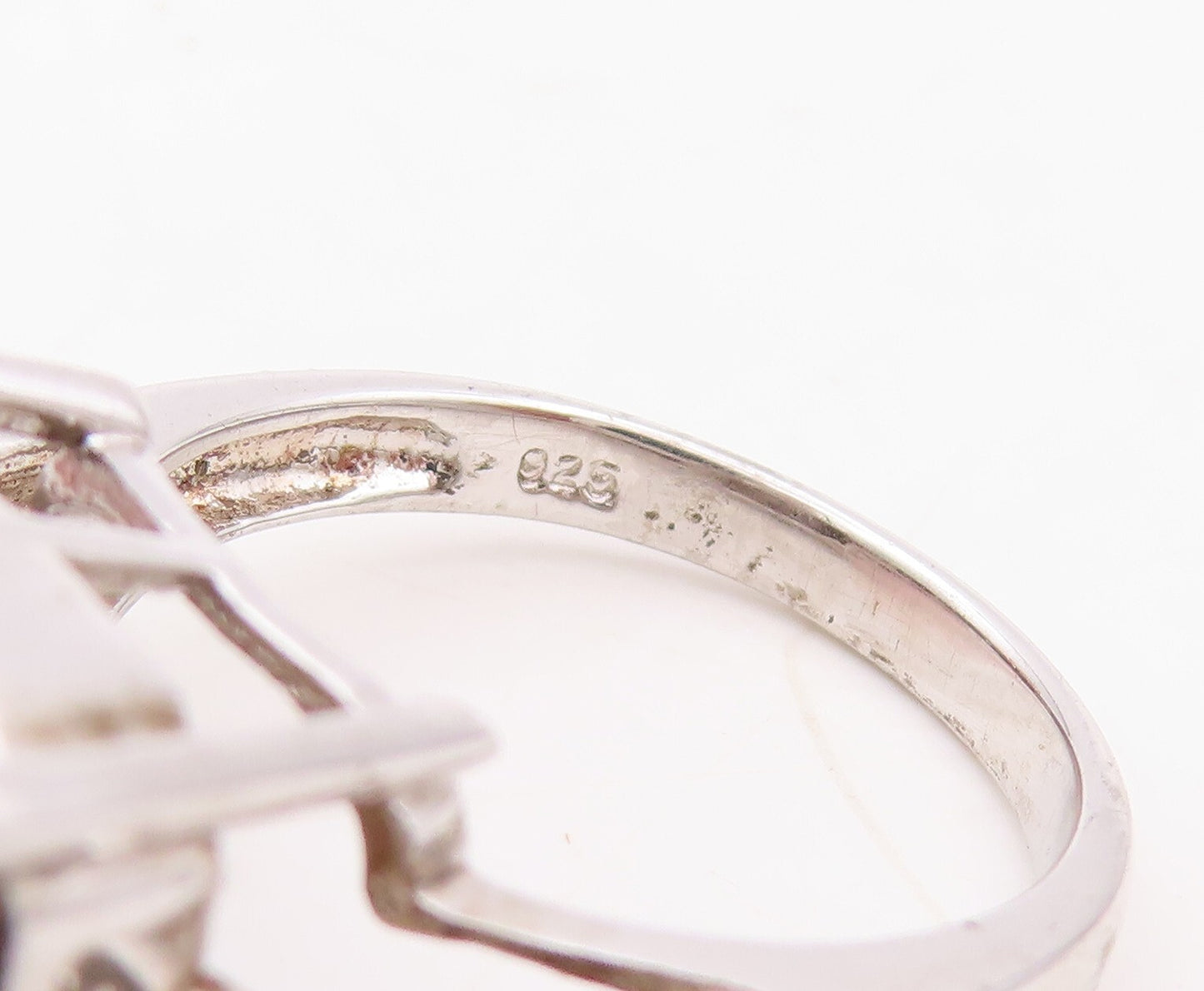925 Sterling Silver Vintage Ring Minimalist Square Smoky Quartz CZ  Sz 7 RG30464