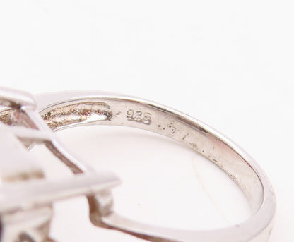 925 Sterling Silver Vintage Ring Minimalist Square Smoky Quartz CZ  Sz 7 RG30464