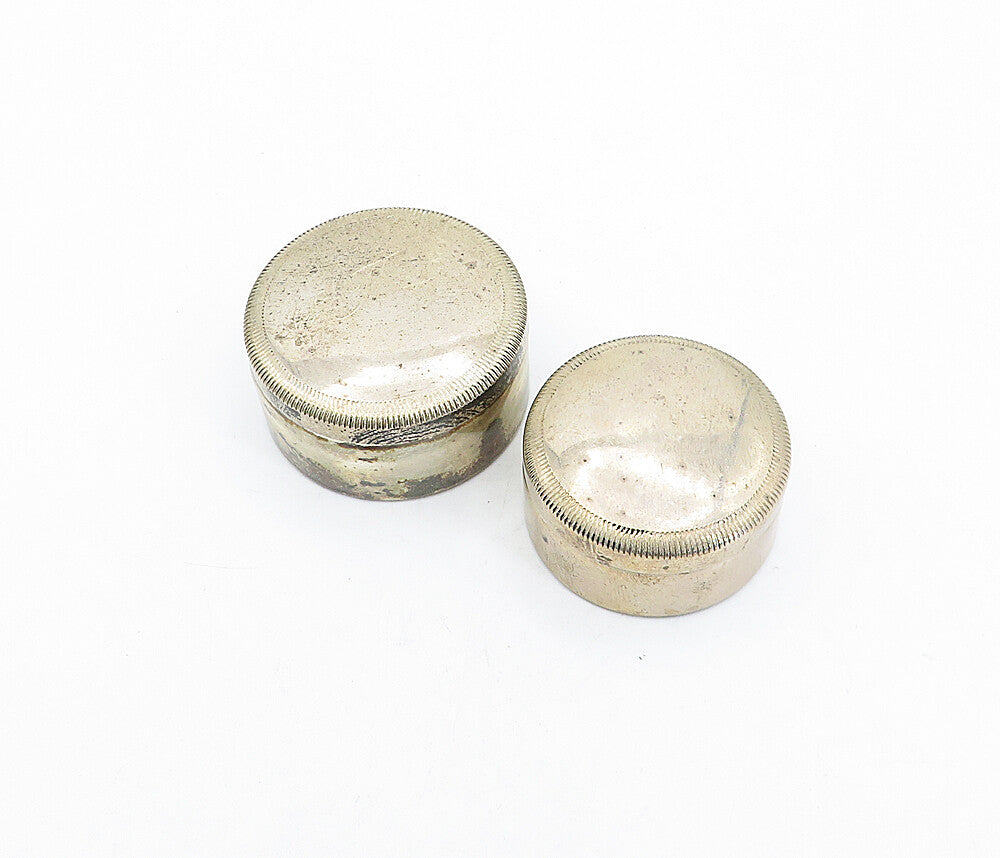 RUSSIA 925 Silver  Vintage 2 Pcs Etched Round Pill Box Set (OPENS)  TR1064