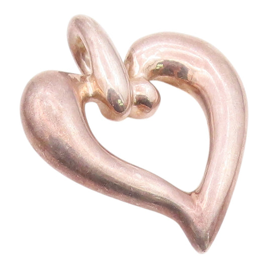 925 Sterling Silver  Vintage Open Puffy Floating Love Heart Pendant  PT20751