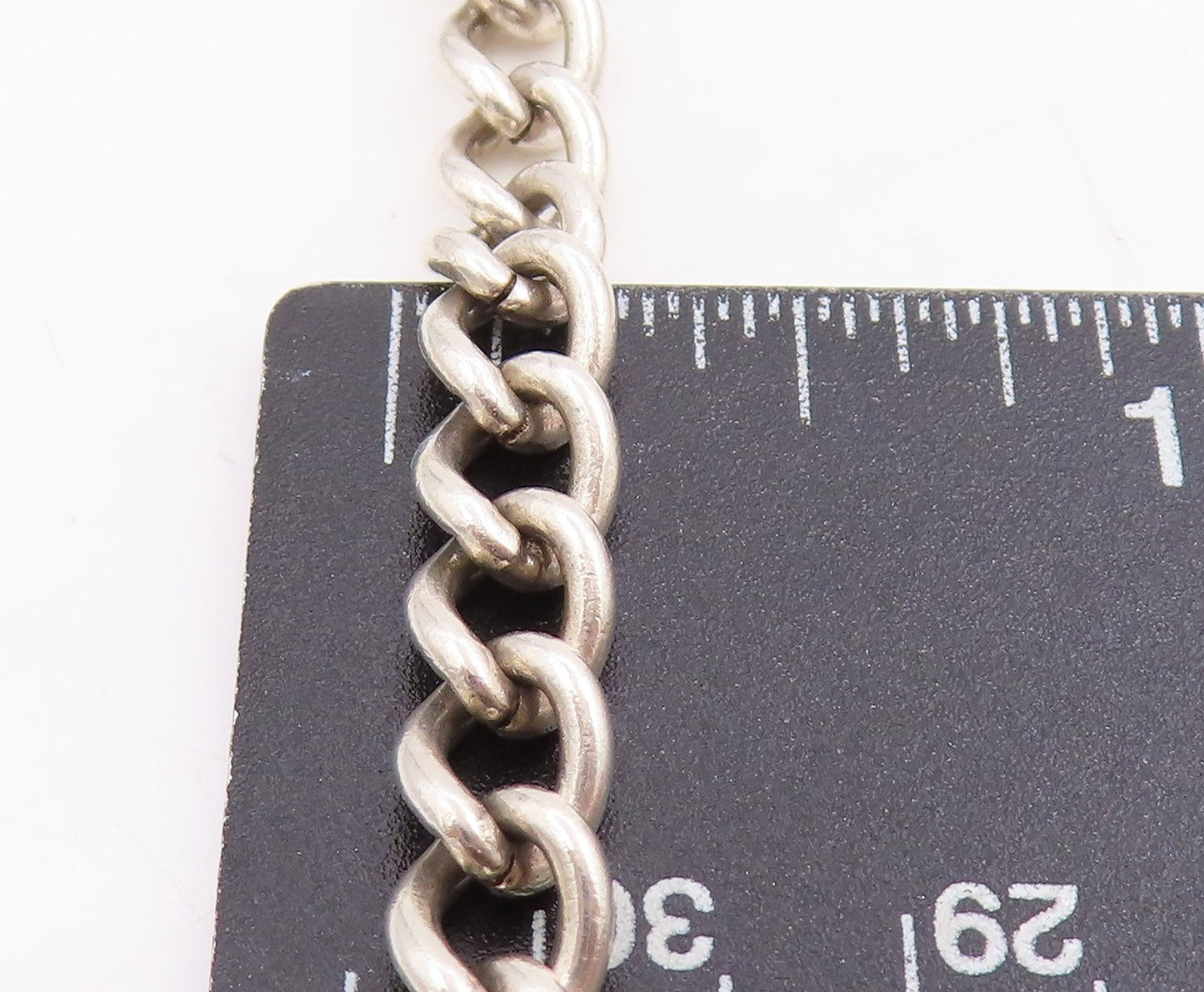 925 Sterling Silver Vintage Bracelet ENGLAND Heart Padlock & Bell Charm  BT11444