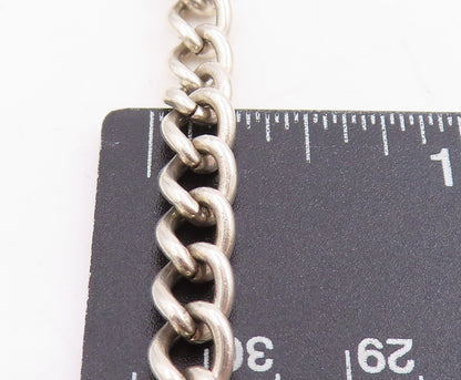 925 Sterling Silver Vintage Bracelet ENGLAND Heart Padlock & Bell Charm  BT11444