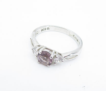 ROSS SIMON 925 Silver  Amethyst & Topaz Solitaire Accent Ring Sz 7  RG7423