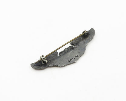925 Sterling Silver  Vintage US Military Emblem Oxidized Brooch Pin  BP7313