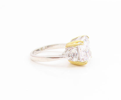 925 Sterling Silver Vintage Ring Classic CZ Two Tone Statement Band Sz 6 RG35056