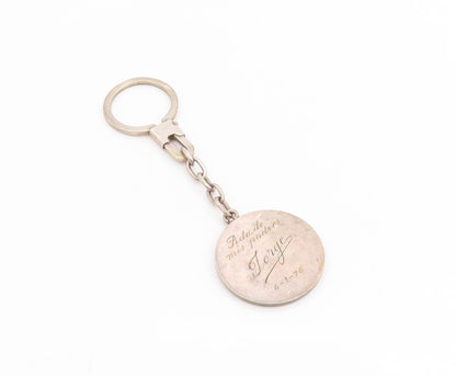 925 Sterling Silver Vintage Keychain Guipuzcoa Coat Of Arms Medallion  TR4119