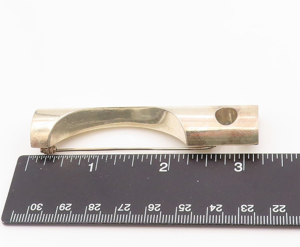 925 Sterling Silver Vintage Brooch Modernist Mechanical Cylinder Pin  BP12068