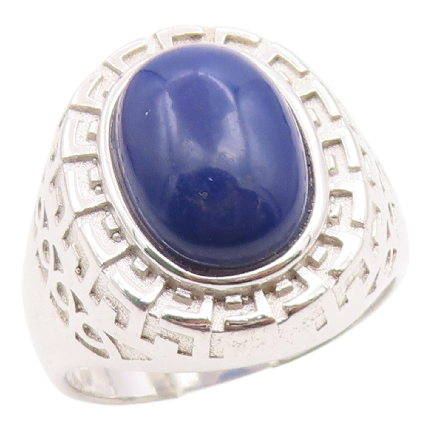925 Sterling Silver Vintage Ring Lapis Lazuli Statement Band  Sz 11  RG36153