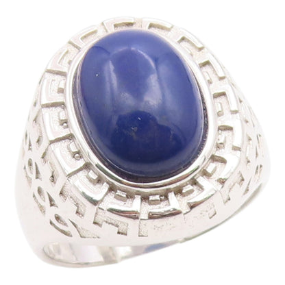925 Sterling Silver Vintage Ring Lapis Lazuli Statement Band  Sz 11  RG36153