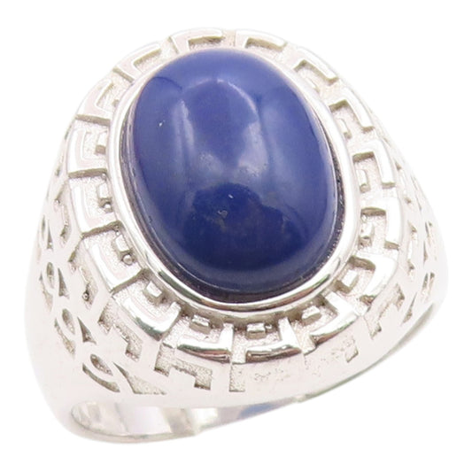 925 Sterling Silver Vintage Ring Lapis Lazuli Statement Band  Sz 11  RG36153