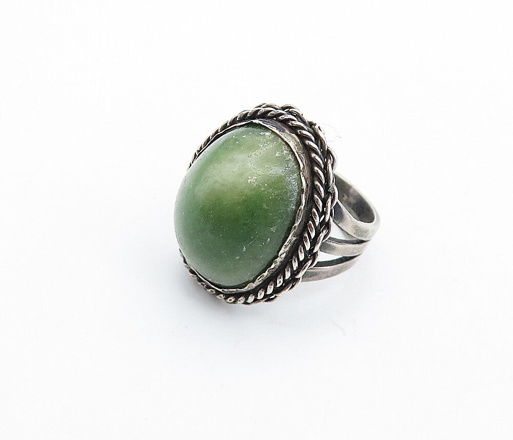 MEXICO 925 Silver  Vintage Cabochon Cut Jasper Twist Cocktail Ring Sz 5 RG6400