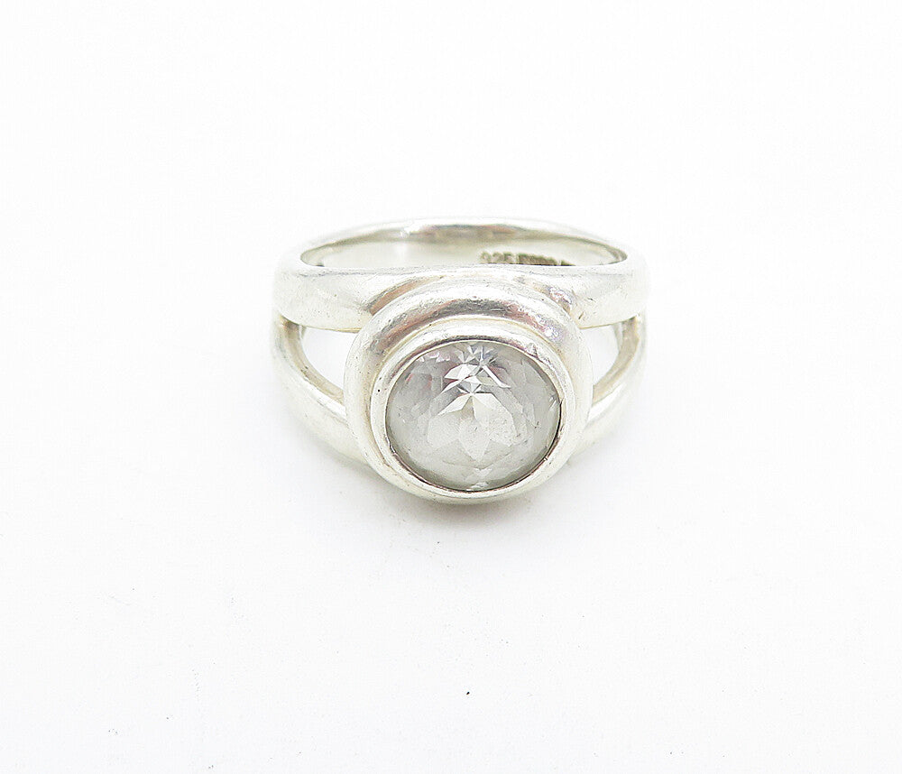 ESPO 925 Sterling Silver Vintage White Topaz Split Cocktail Ring Sz 7 RG5326