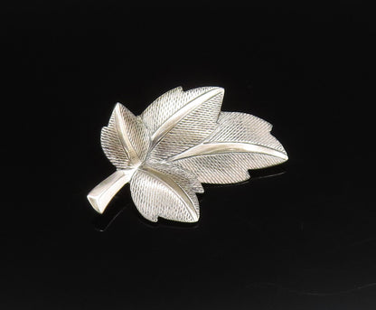 JEWELART 925 Silver  Vintage Mesh Textured Maple Leaf Brooch Pin  BP10017