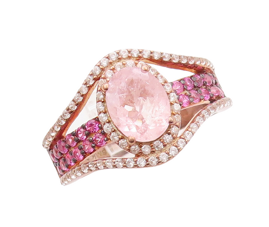 925 Sterling Silver Vintage Ring Rose Gold Plated Multi Color CZ  Sz 7  RG30910