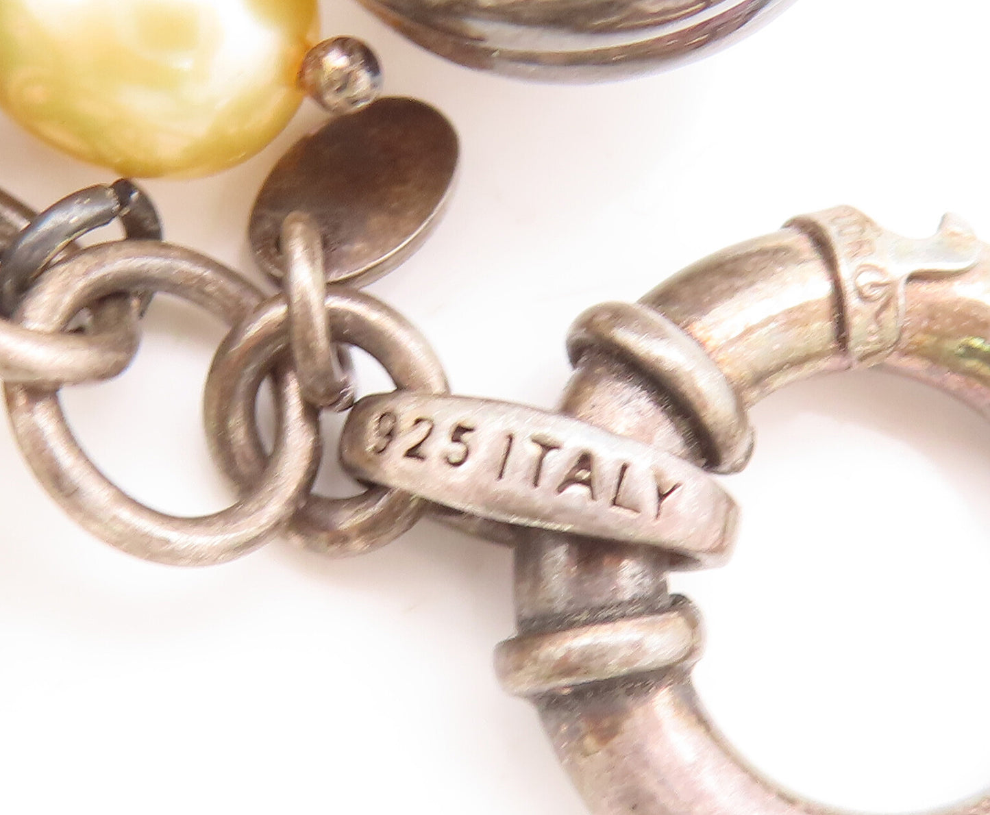 925 Sterling Silver Vintage Bracelet Sphere Cut Pearls Smokey Quartz  BT10255