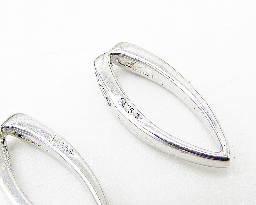 925 Sterling Silver  Lot of 2 Smooth Oval Slider Pendant  PT1939