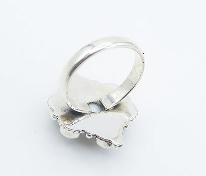 925 Sterling Silver  Freshwater Pearl Floral Cocktail Ring Sz 6.5  RG8347