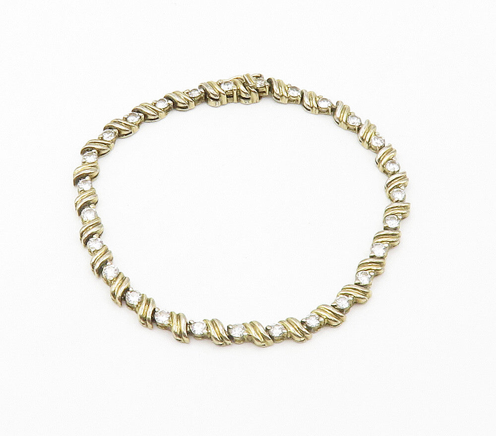 ROSS SIMON 925 Silver  Vintage White Topaz Gold Plated Chain Bracelet  BT6098