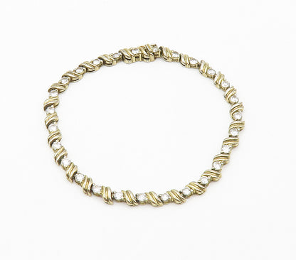 ROSS SIMON 925 Silver  Vintage White Topaz Gold Plated Chain Bracelet  BT6098