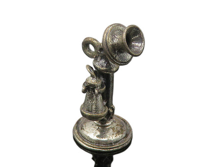 BEAU 925 Sterling Silver  Vintage Old Fashioned Telephone Pendant  PT9433