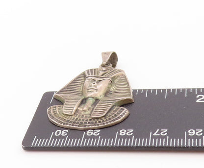 925 Sterling Silver Vintage Pendant Antique Etched King Tut Mummy   PT24173