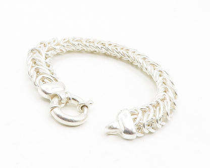 925 Sterling Silver  Shiny Polished Byzantine Link Chain Bracelet  BT5188