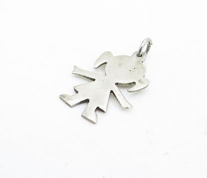 MEXICO 925 Sterling Silver  Vintage Little Girl Silhouette Pendant  PT3812