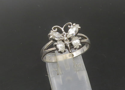 925 Sterling Silver  Vintage Cubic Zirconia Butterfly Band Ring Sz 8  RG22388