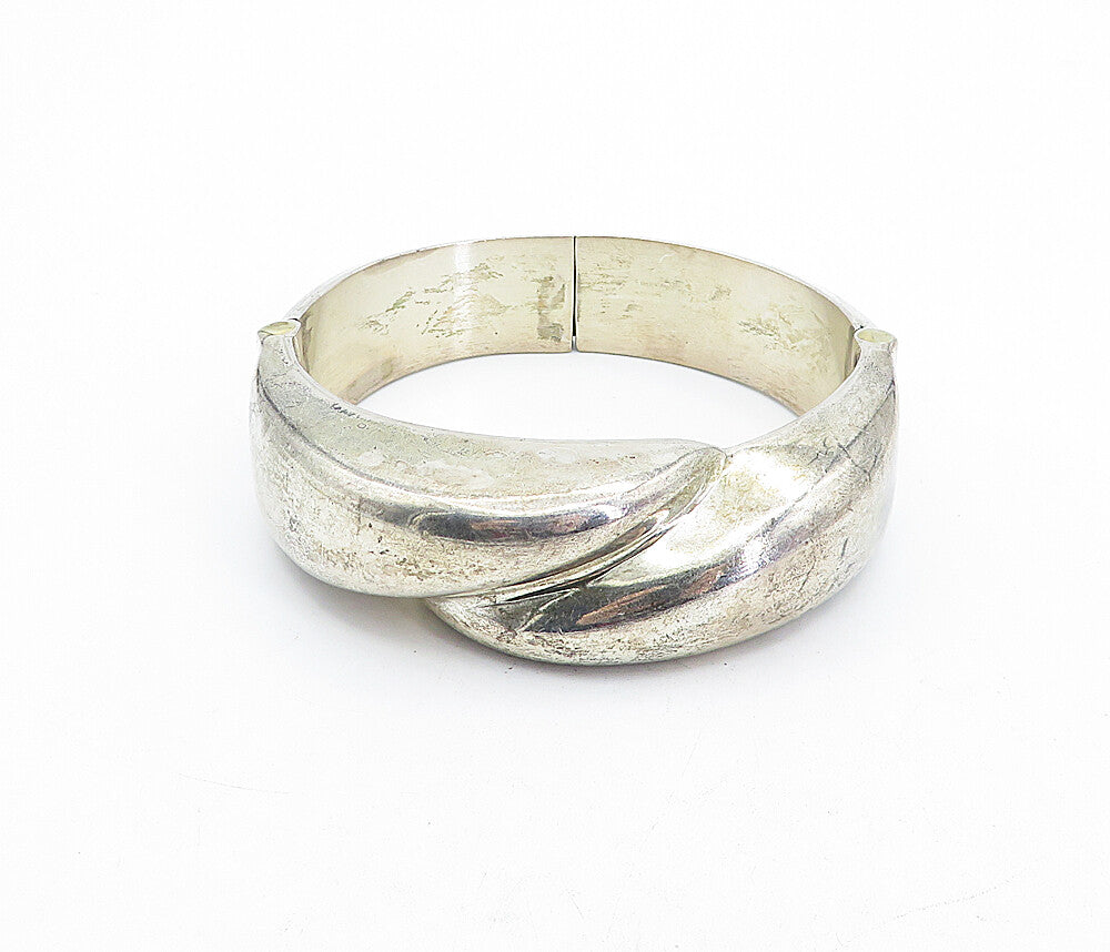 MEXICO 925 Sterling Silver  Vintage Hollow Fluted Dome Bangle Bracelet  BT1526