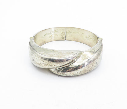 MEXICO 925 Sterling Silver  Vintage Hollow Fluted Dome Bangle Bracelet  BT1526