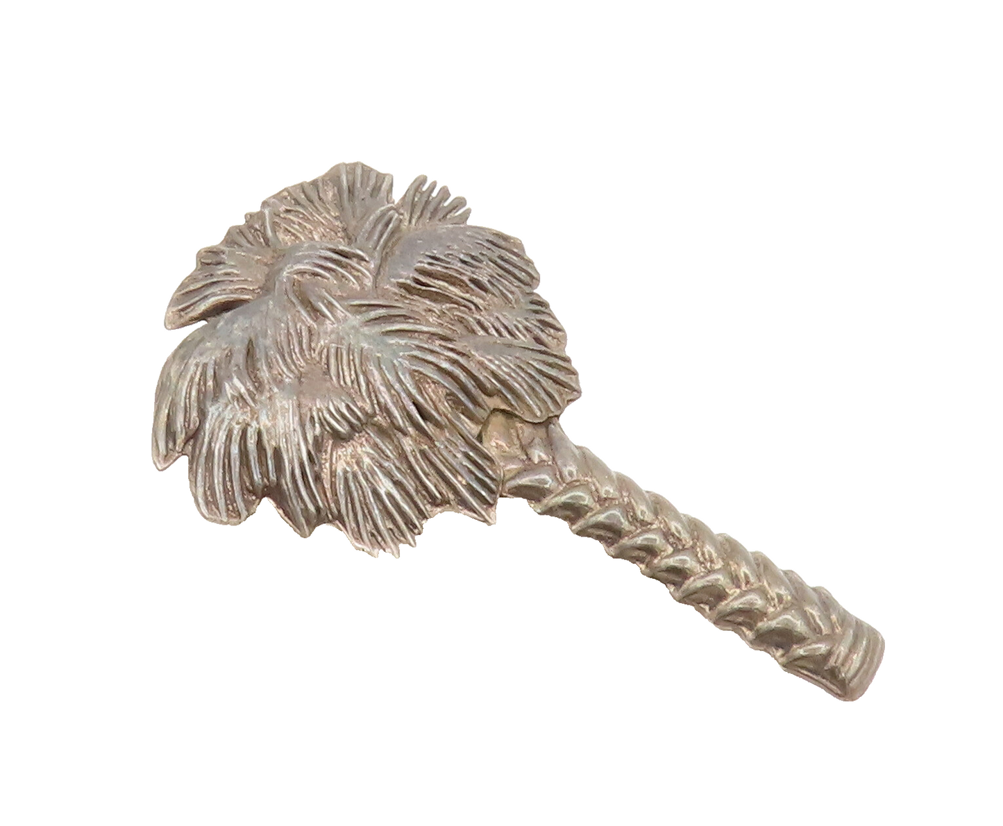925 Sterling Silver  Vintage Modernist Carved Palm Tree Brooch Pin  BP10448