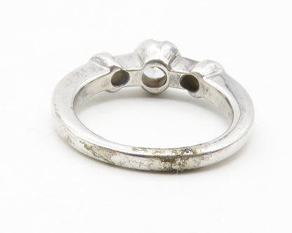 925 Sterling Silver  Sparkling Cubic Zirconia 3 Stone Band Ring Sz 5  RG11894