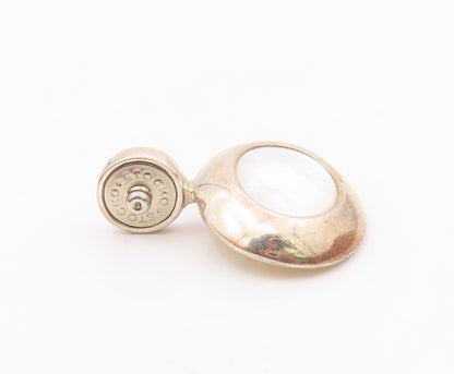 ESPO SIG 925 Silver  Vintage Shiny Mother Of Pearl Oval Dome Pendant  PT17719
