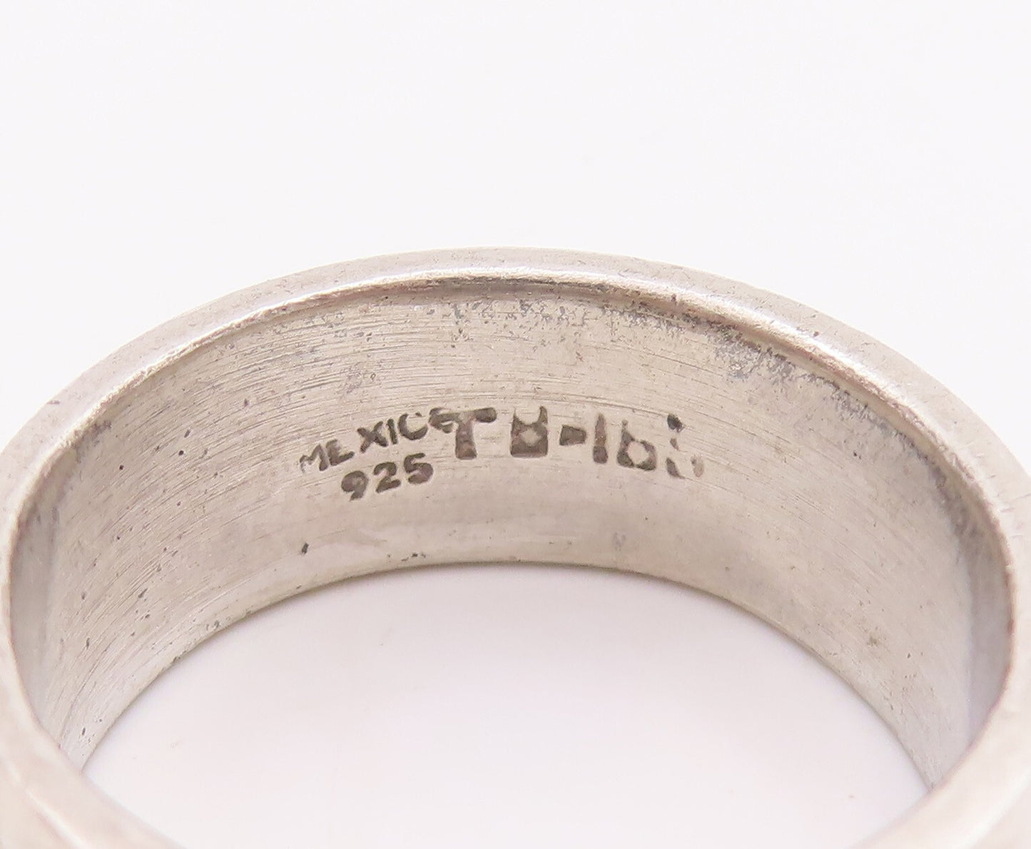 925 Sterling Silver Vintage Ring MEXICO Etched Fish Jesus  Sz 9  RG28897