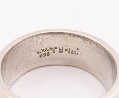 925 Sterling Silver Vintage Ring MEXICO Etched Fish Jesus  Sz 9  RG28897