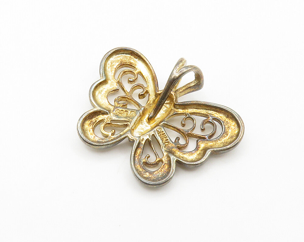 ROSS SIMON 925 Silver  Vintage Genuine Diamond Butterfly Pendant  PT11458