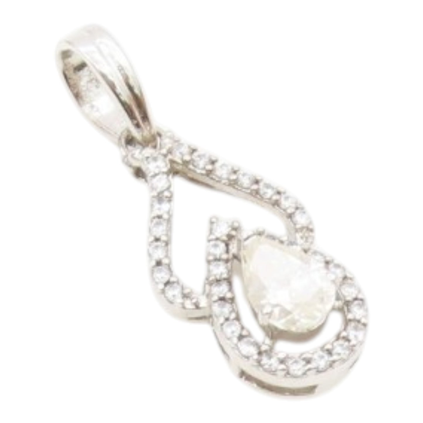 925 Sterling Silver  Vintage Quartz & Topaz Pear Shape Drop Pendant  PT20303